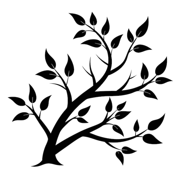 un dibujo en blanco y negro de un árbol con hojas