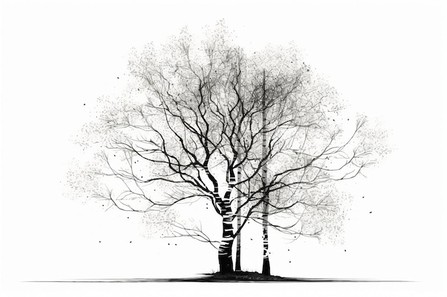 Un dibujo en blanco y negro de un árbol con la palabra "árbol".