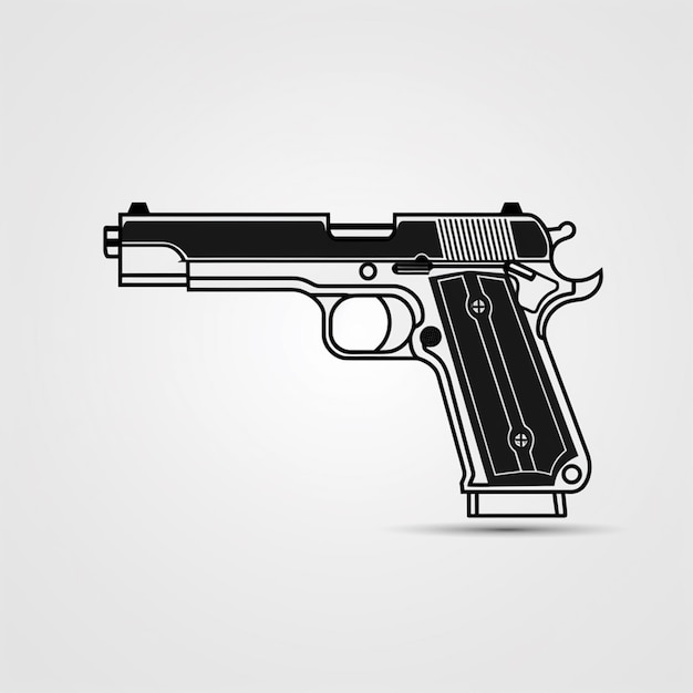 Un dibujo en blanco y negro de un arma con la palabra arma en él.