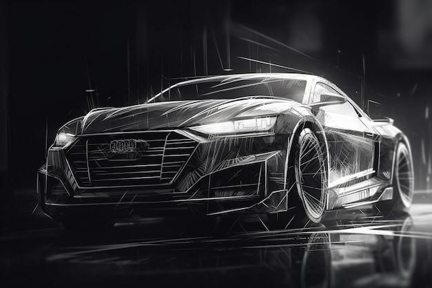 Un dibujo en blanco y negro de un audi sportback.