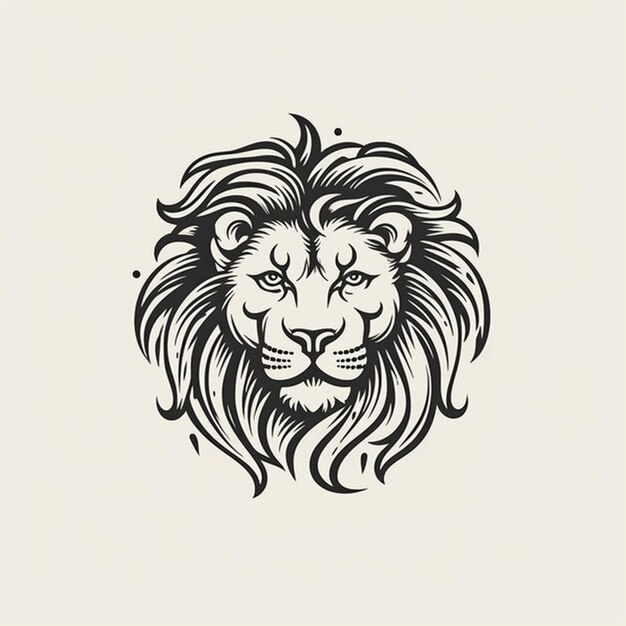 un dibujo en blanco y negro de una cabeza de león ai generativo
