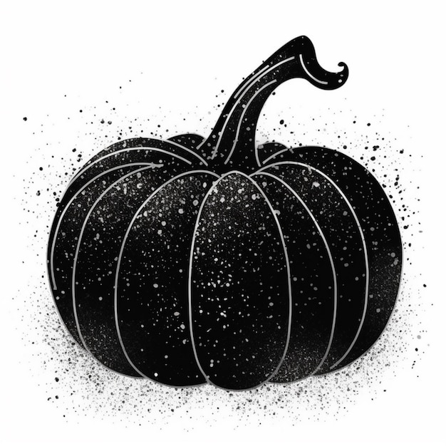 un dibujo en blanco y negro de una calabaza con chispitas ai generativo