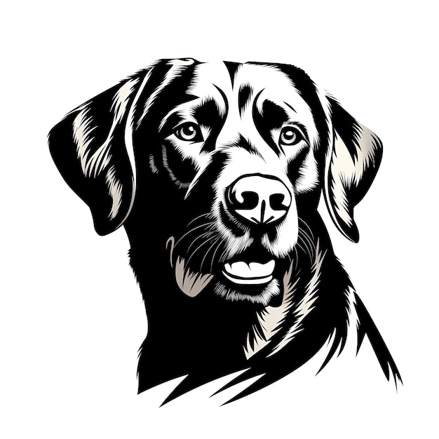 Dibujo en blanco y negro de la cara de un perro IA generativa