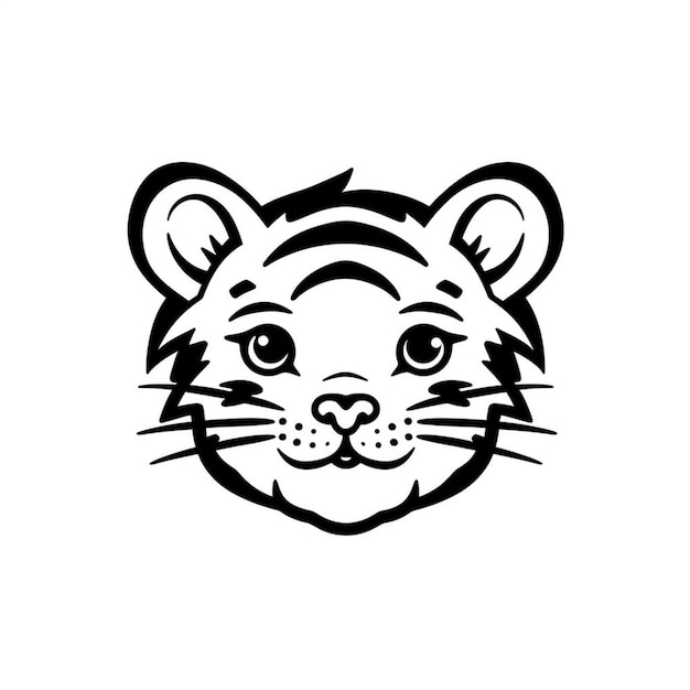 Un dibujo en blanco y negro de la cara de un tigre ai generativo