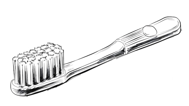 Foto un dibujo en blanco y negro de un cepillo de dientes con pasta de dientes en él