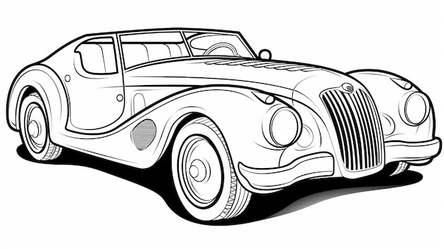 Un dibujo en blanco y negro de un coche clásico generativo ai