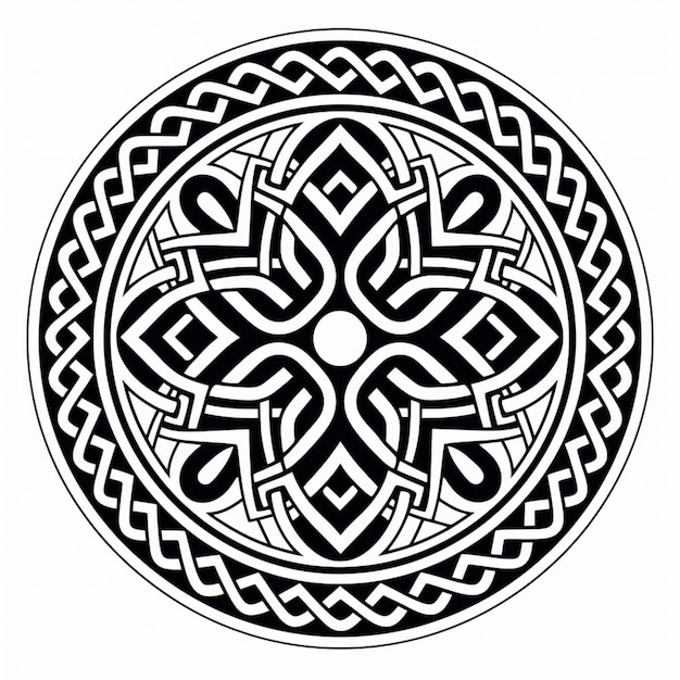 un dibujo en blanco y negro de un diseño celta generativo ai