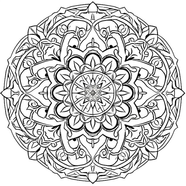 Un dibujo en blanco y negro de un diseño circular ai generativo.