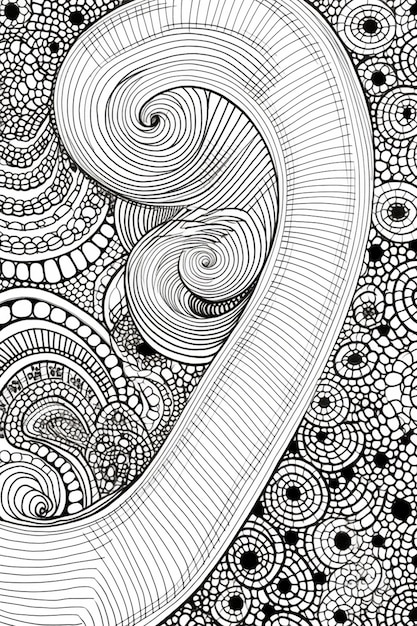 Foto un dibujo en blanco y negro de un diseño en espiral generativo ai