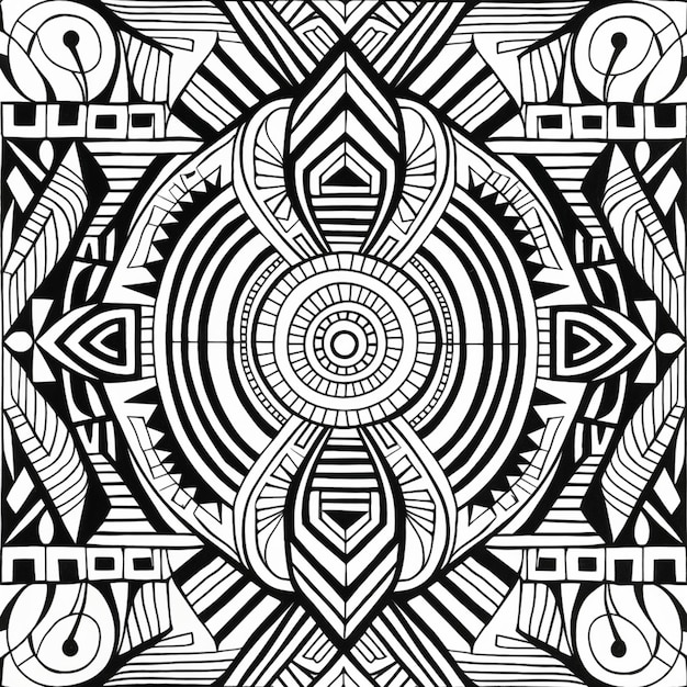 un dibujo en blanco y negro de un diseño geométrico ai generativo