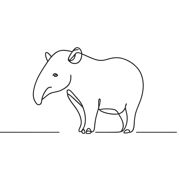 Un dibujo en blanco y negro de un elefante con colmillos