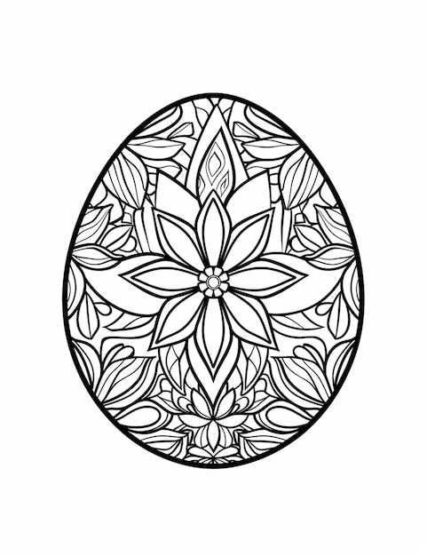 Foto un dibujo en blanco y negro de una flor en un círculo generativo ai