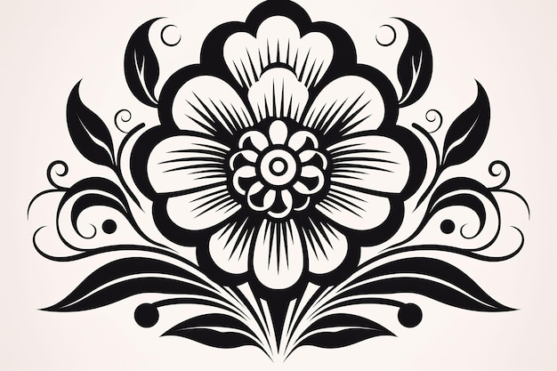 un dibujo en blanco y negro de una flor con un diseño que dice "flor".