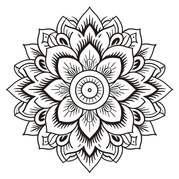 un dibujo en blanco y negro de una flor con un diseño que dice "mandalas".
