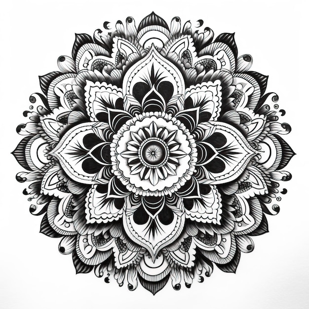 un dibujo en blanco y negro de una flor con un diseño que dice "la palabra"