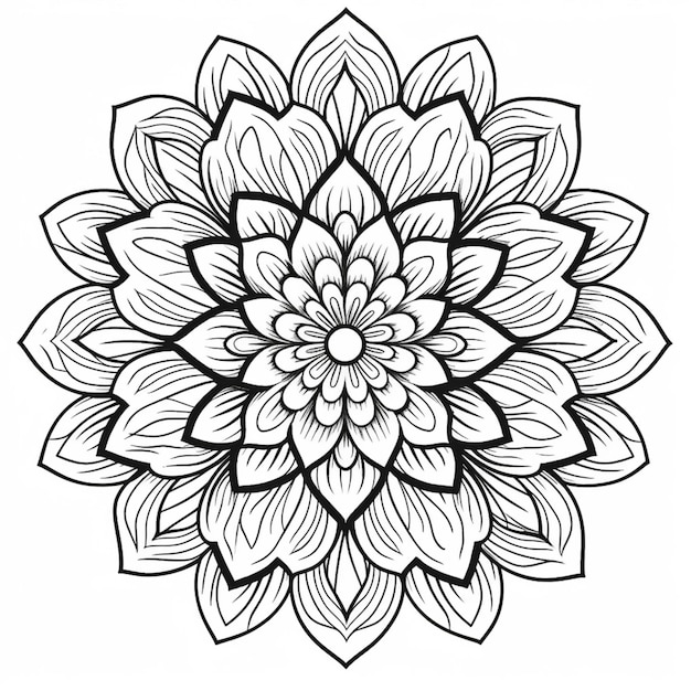 un dibujo en blanco y negro de una flor generativa ai