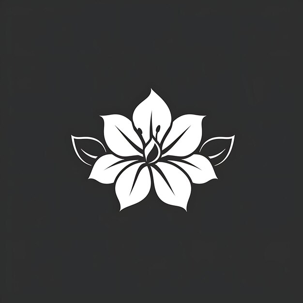 Foto un dibujo en blanco y negro de una flor con las hojas en ella
