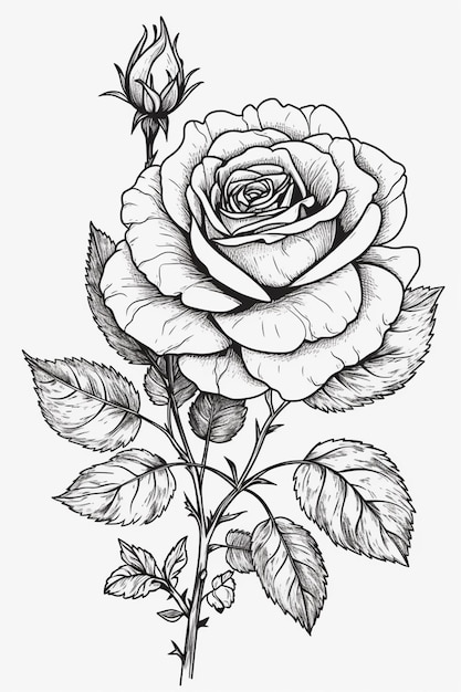 Un dibujo en blanco y negro de una flor con la palabra rosas.