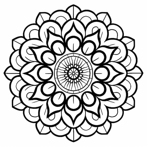 un dibujo en blanco y negro de una flor con remolinos ai generativo