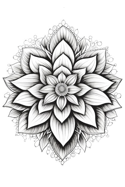 Un dibujo en blanco y negro de una flor.