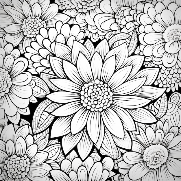 Un dibujo en blanco y negro de una flor.