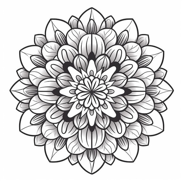 Un dibujo en blanco y negro de una flor.