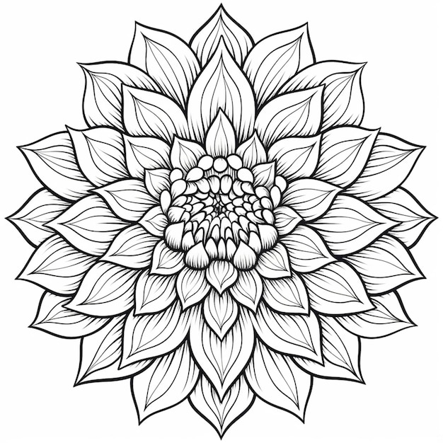 Un dibujo en blanco y negro de una flor.