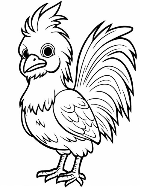 Foto un dibujo en blanco y negro de un gallo con un gran pico generativo ai