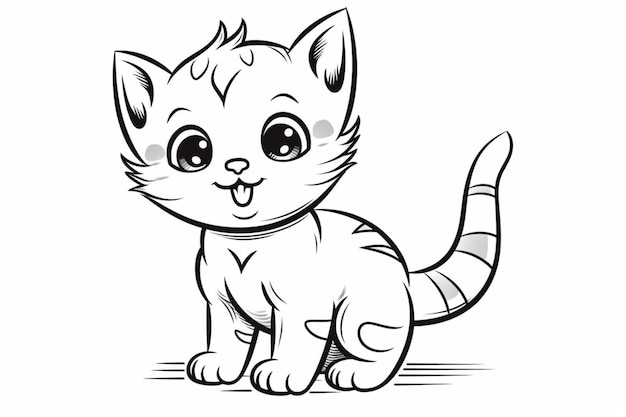 Un dibujo en blanco y negro de un gato con un collar generativo ai