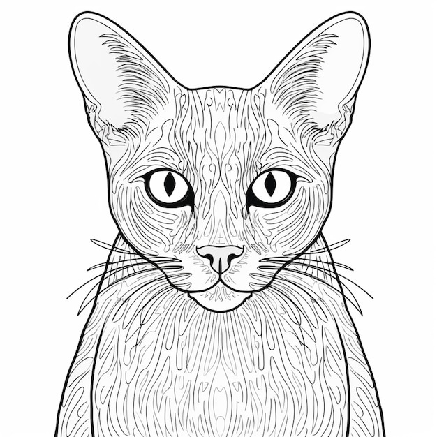 Foto un dibujo en blanco y negro de un gato con ojos muy grandes