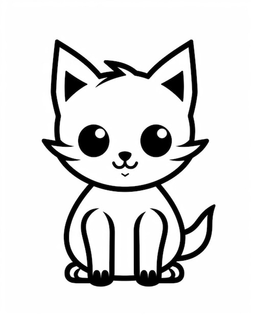 un dibujo en blanco y negro de un gato sentado en una superficie blanca generativa ai