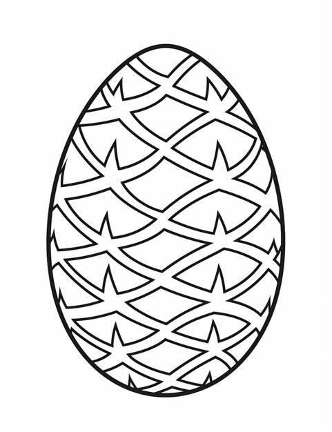 un dibujo en blanco y negro de un huevo de Pascua con estrellas generativas ai