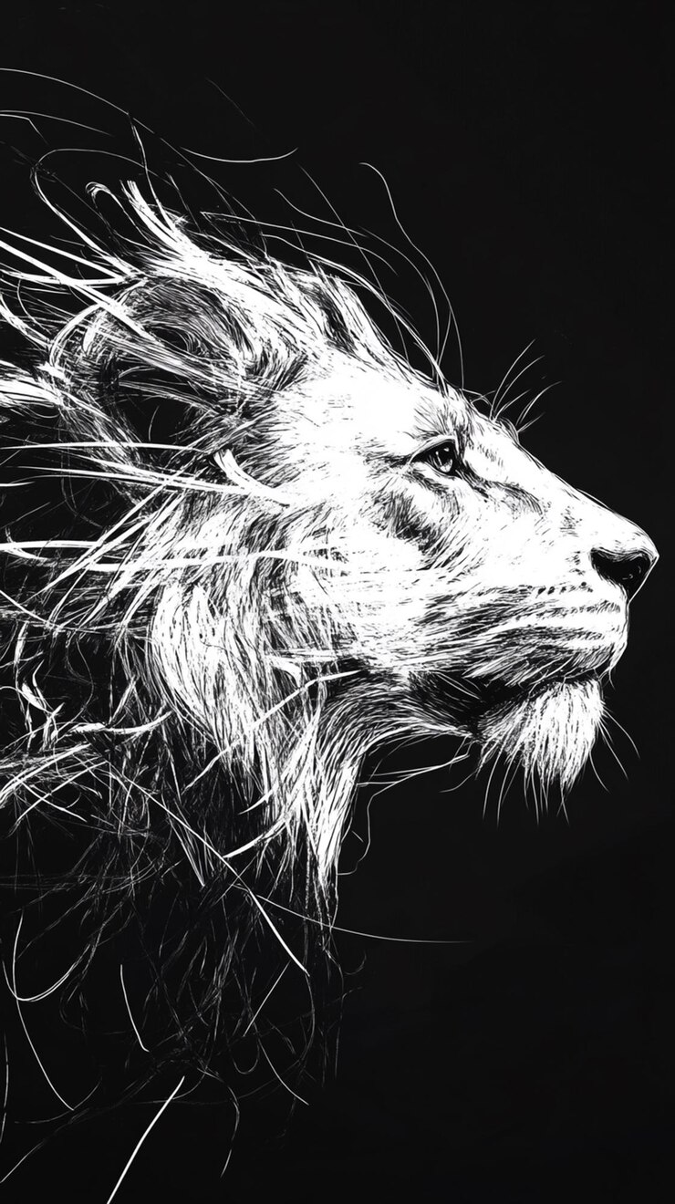 un dibujo en blanco y negro de un león con las palabras " león " en él
