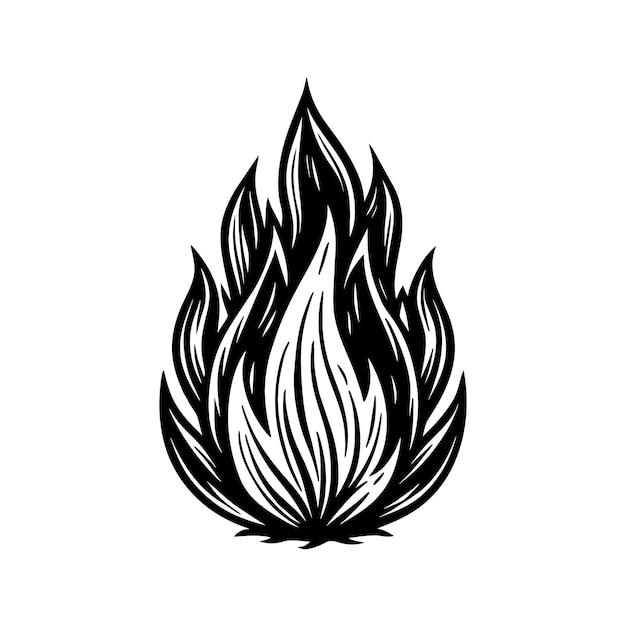 un dibujo en blanco y negro de una llama que tiene un diseño negro en él