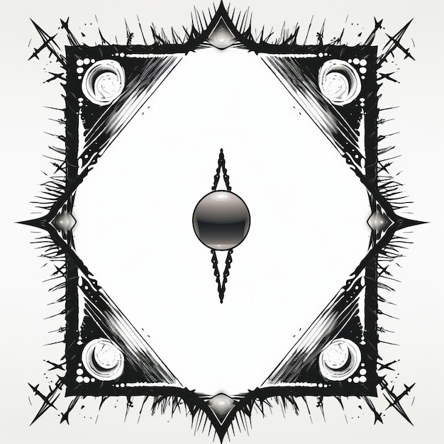 un dibujo en blanco y negro de una luna y estrellas en un marco cuadrado