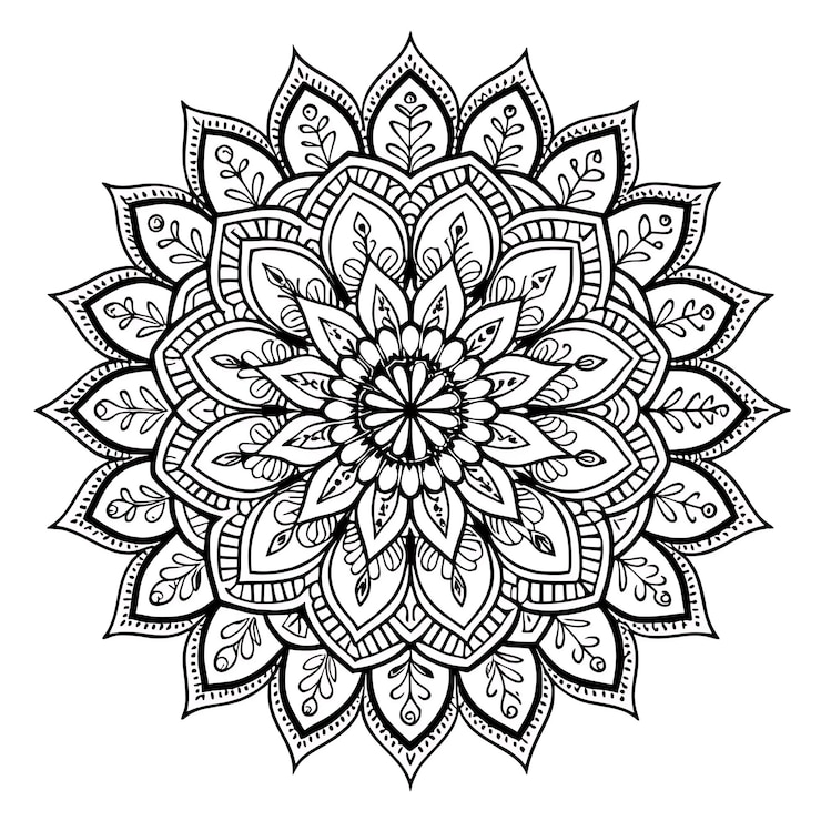Foto un dibujo en blanco y negro de un mandala con las palabras cruz santa en él