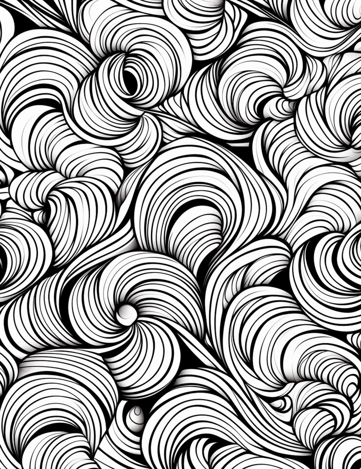 Foto un dibujo en blanco y negro de un montón de líneas onduladas generativas ai