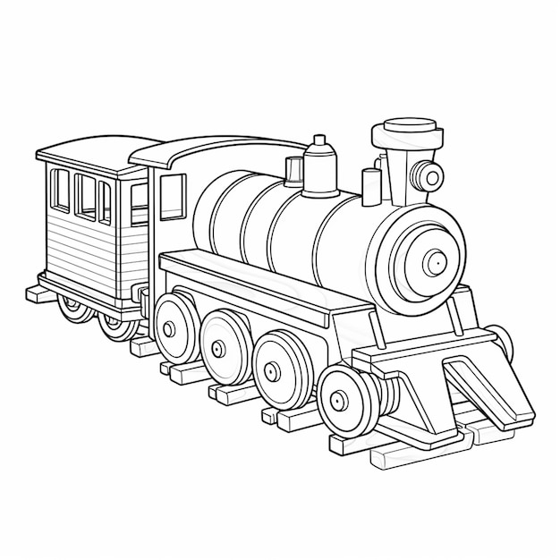 un dibujo en blanco y negro de un motor de tren generativo ai