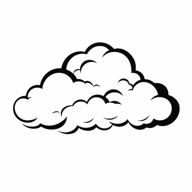 Foto un dibujo en blanco y negro de una nube con algunas nubes generativas ai