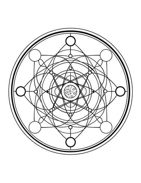 un dibujo en blanco y negro de un objeto circular con círculos