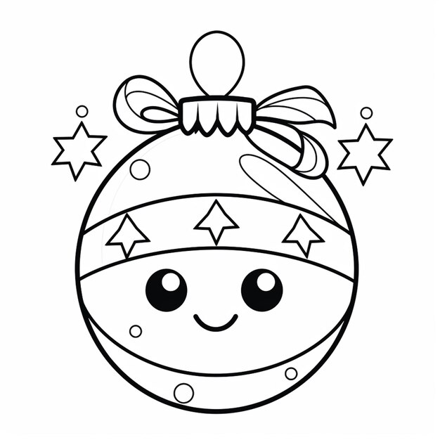 Foto un dibujo en blanco y negro de un ornamento de navidad con estrellas generativas ai