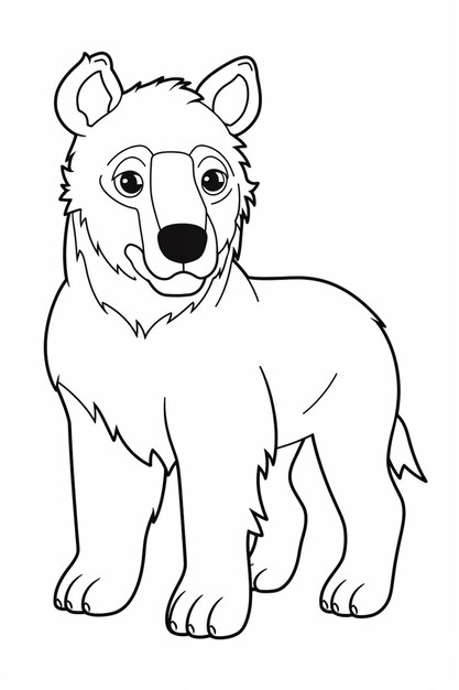 un dibujo en blanco y negro de un oso de pie sobre un fondo blanco