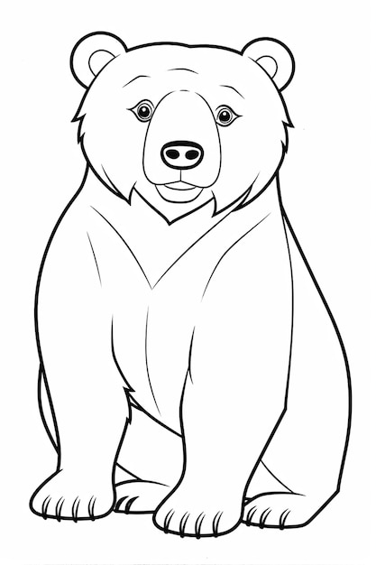 un dibujo en blanco y negro de un oso sentado generativo ai