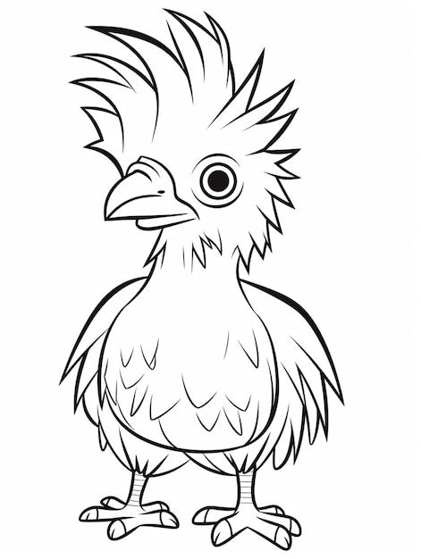 un dibujo en blanco y negro de un pájaro con un ai generativo de mohawk