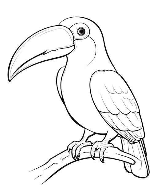 un dibujo en blanco y negro de un pájaro posado en una rama ai generativo