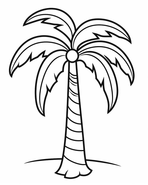 un dibujo en blanco y negro de una palmera con un fondo blanco ai generativo