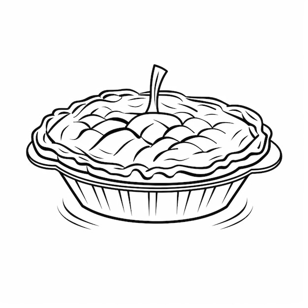 un dibujo en blanco y negro de un pastel con una sola pieza que falta