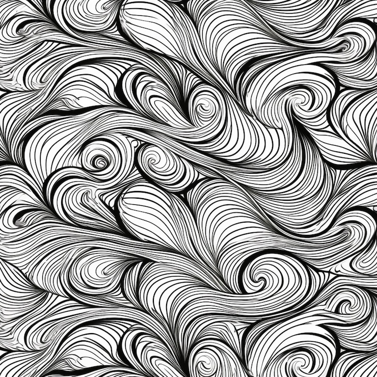 Foto un dibujo en blanco y negro de un patrón ondulado generativo ai