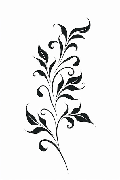 un dibujo en blanco y negro de una planta con hojas ai generativo