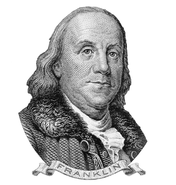 Foto un dibujo en blanco y negro de un retrato de un presidente franklin.